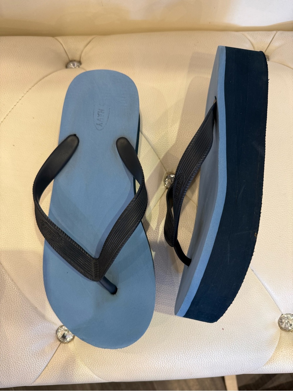 Old Navy Blue Platform Flip-Flops with Navy Straps